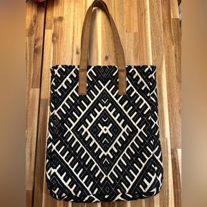 Lovestitch boho black and white tote bag